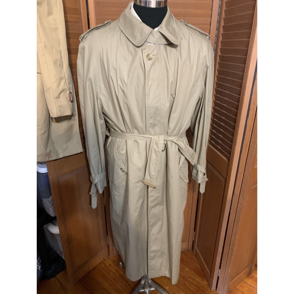 Vtg Austin Reed Trench coat W/ Removable Wool Zip In Lining 42R Rain Coat Men's